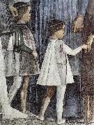 Freskenzyklus in der Camera degli Sposi im Palazzo Ducale in Mantua, Szene: Zusammentreffen von Herzog Ludovico Gonzaga mit Kardinal Francesco Gonzaga